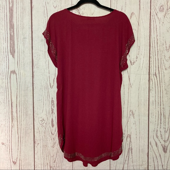 Poetry Flowy Pleated Studded Short Sleeve Dress - Picture 5 of 9